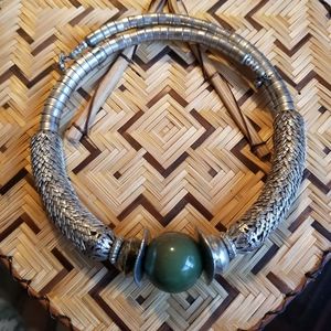 Silver Boho Statement Choker Necklace